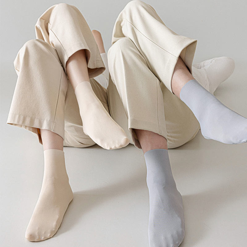 Chaussettes longues en soie glacée de couleur unie, grande taille (6 paires)