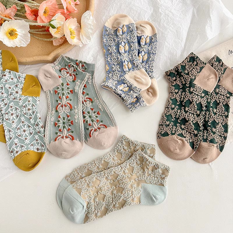Chaussettes rétro en relief 3D (5 paires)