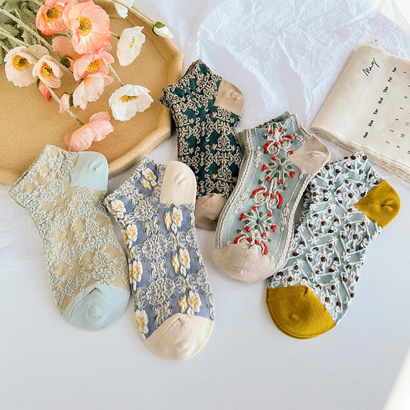 Chaussettes rétro en relief 3D (5 paires)