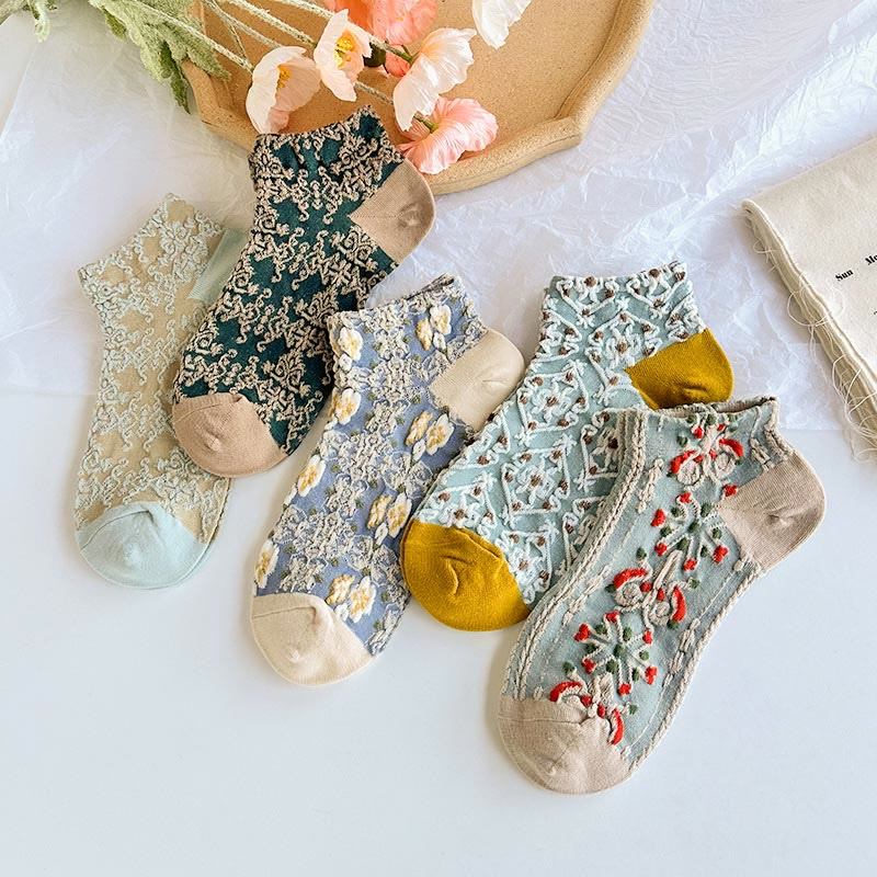 Chaussettes rétro en relief 3D (5 paires)