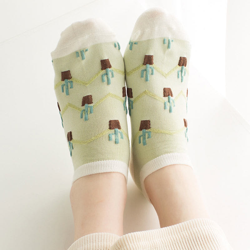Chaussettes montantes à motif cactus vert (5 paires) - image 1