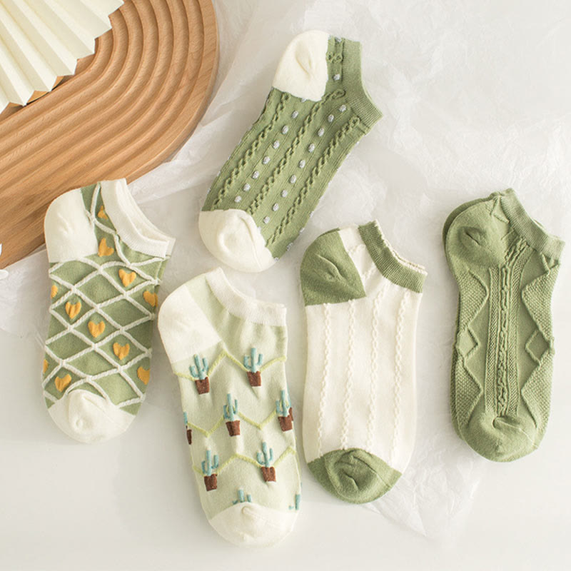 Chaussettes montantes à motif cactus vert (5 paires) - image 5