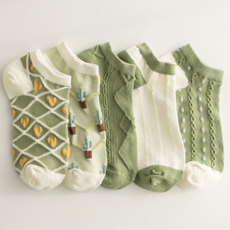 Chaussettes montantes à motif cactus vert (5 paires) - Multicolore - EU36-40 (US3-7) - image 3