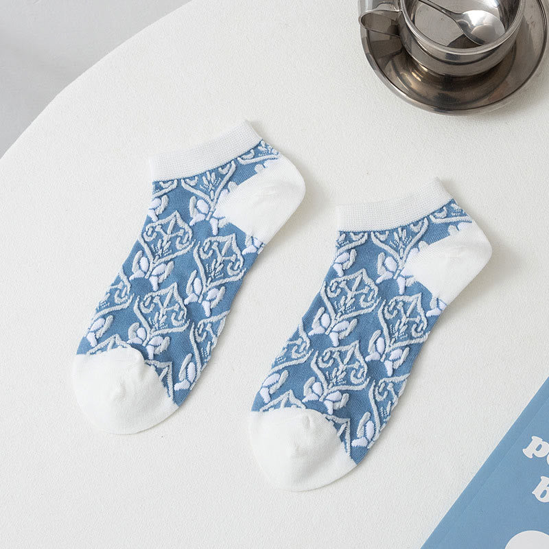 Chaussettes à fleurs bleues (5 paires) - image 7