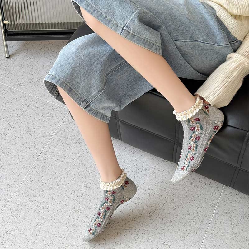 Chaussettes rétro à fleurs (5 paires) - image 6