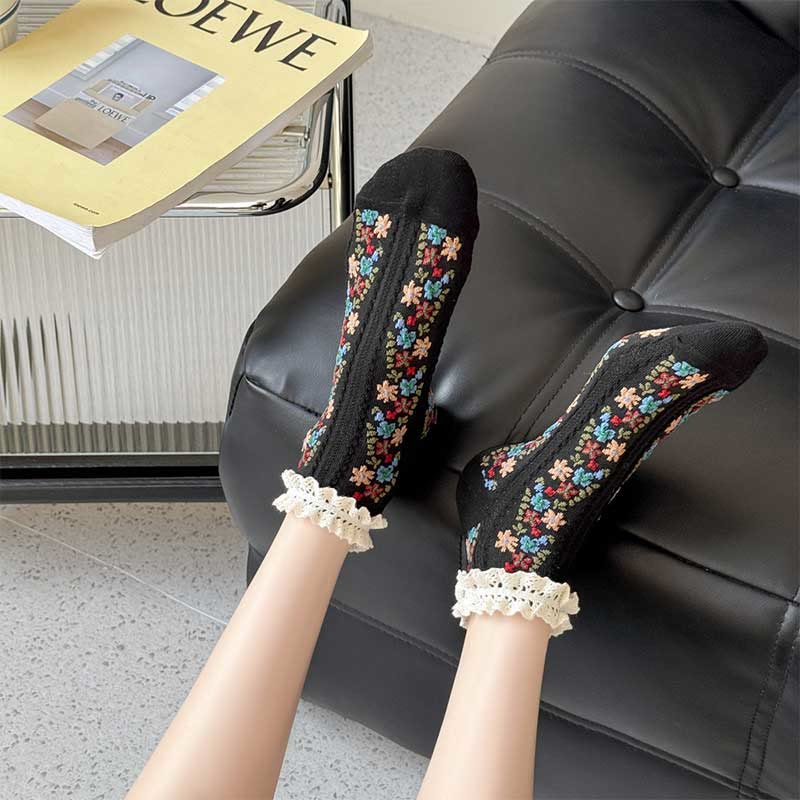 Chaussettes rétro à fleurs (5 paires) - image 2