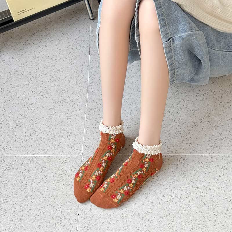 Chaussettes rétro à fleurs (5 paires) - image 10