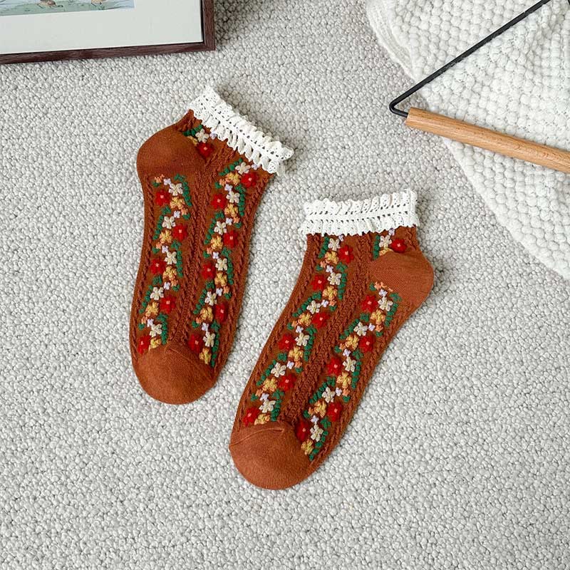 Chaussettes rétro à fleurs (5 paires) - Orange - EU36-40 (US3-7) - image 14