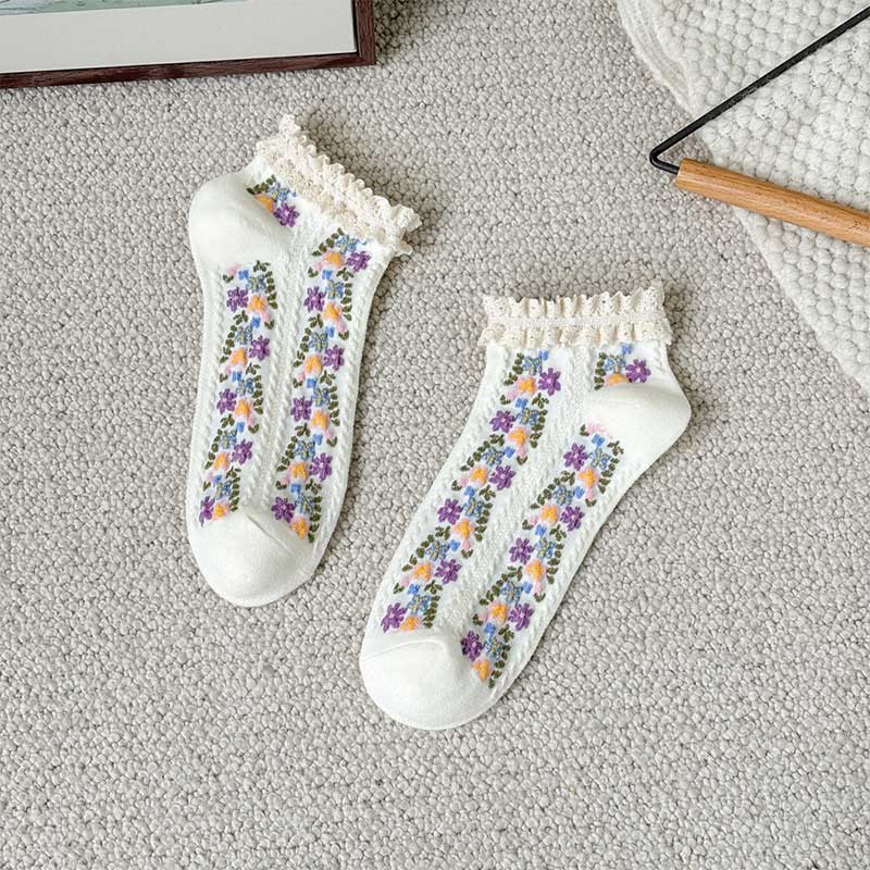 Chaussettes rétro à fleurs (5 paires) - Blanc - EU36-40 (US3-7) - image 12