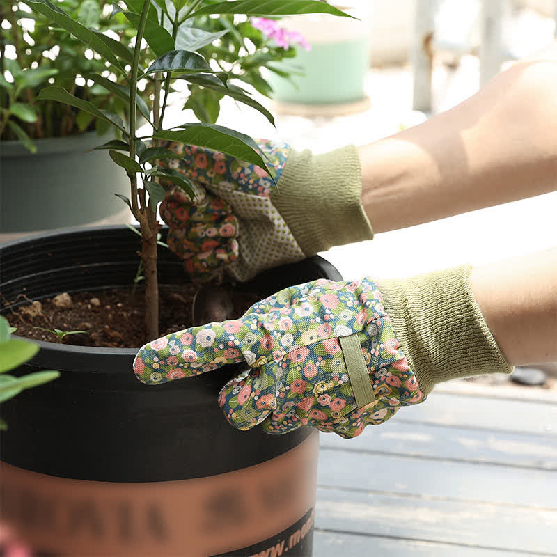 Gants de protection pour le jardinage à imprimé floral (3 paires) - image 2