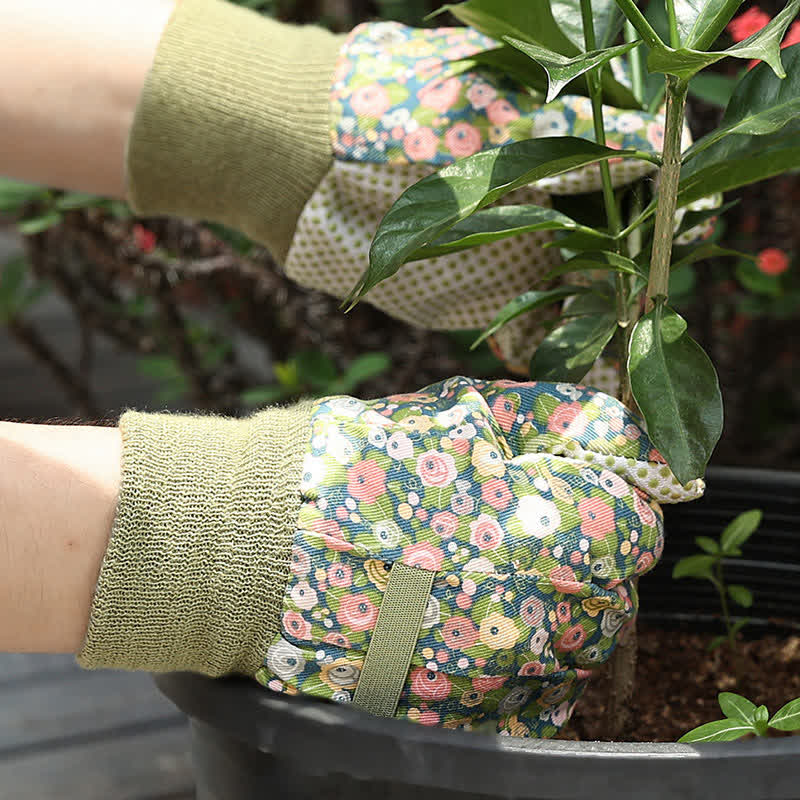 Gants de protection pour le jardinage à imprimé floral (3 paires) - image 1