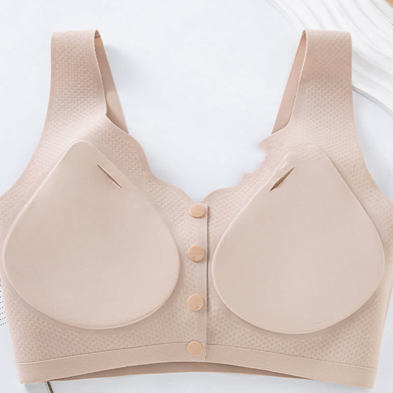 Soutien-gorge sans armatures à fermeture frontale en jacquard