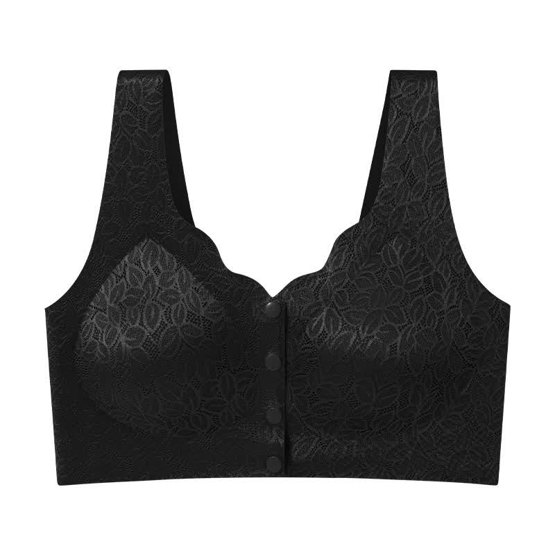 Soutien-gorge sans armatures à fermeture frontale en jacquard