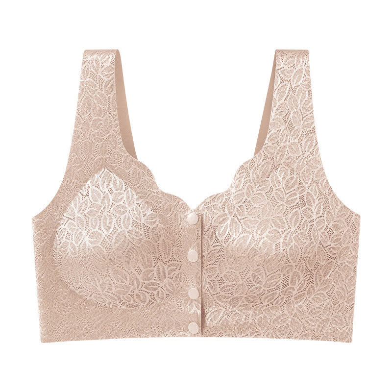 Soutien-gorge sans armatures à fermeture frontale en jacquard
