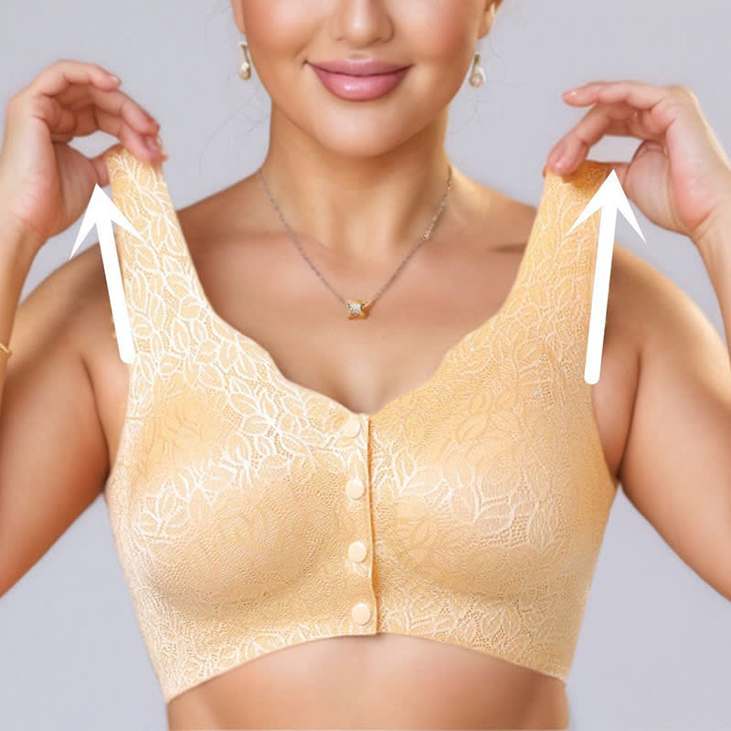 Soutien-gorge sans armatures à fermeture frontale en jacquard