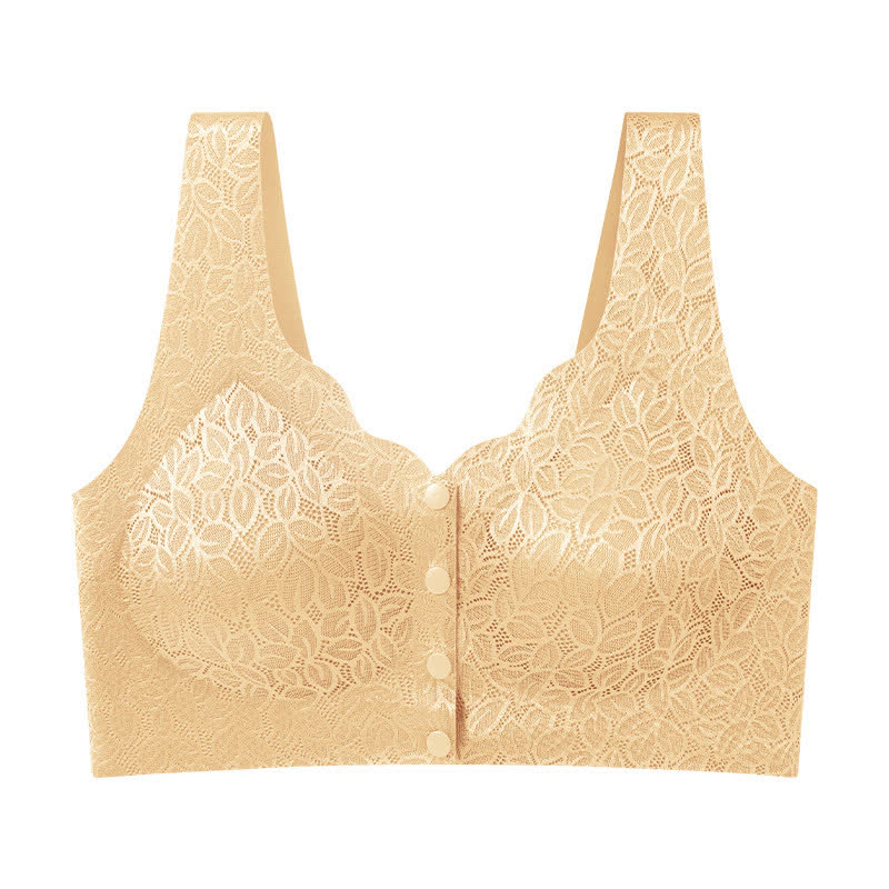 Soutien-gorge sans armatures à fermeture frontale en jacquard