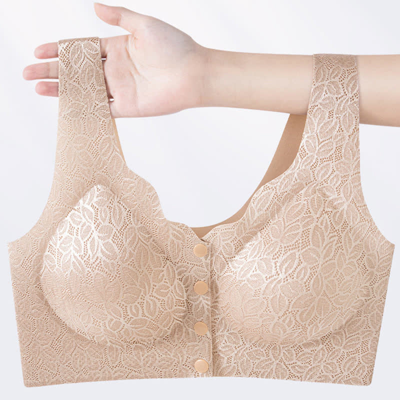 Soutien-gorge sans armatures à fermeture frontale en jacquard