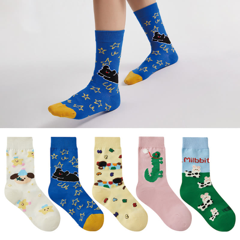 Chaussettes courtes à motif dessin animé (5 paires) - Multicolore - EU36-40 (US3-7) - image 1