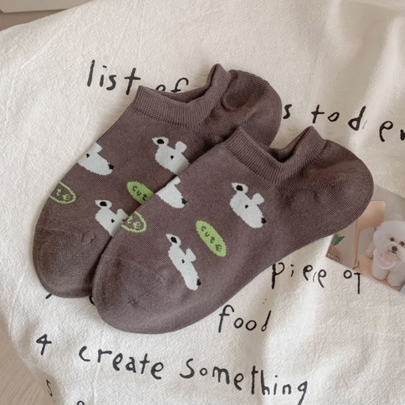 Chaussettes mignonnes à la cheville en forme de lapin (5 paires) - Café - EU36-40 (US3-7) - image 6