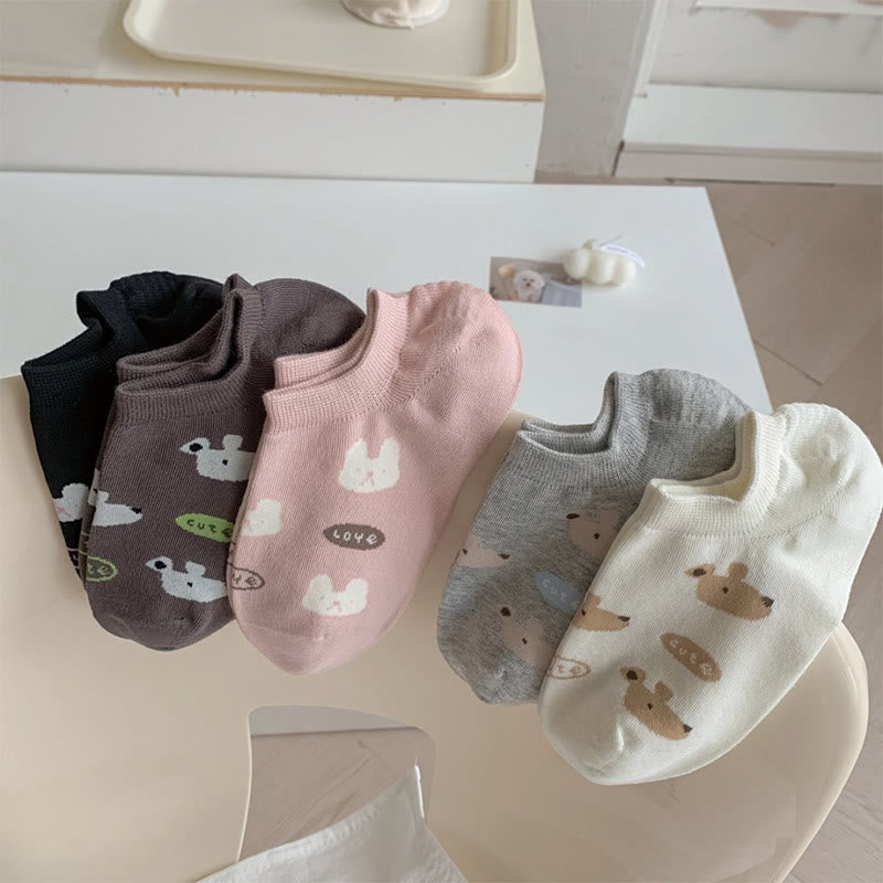 Chaussettes mignonnes à la cheville en forme de lapin (5 paires) - image 4