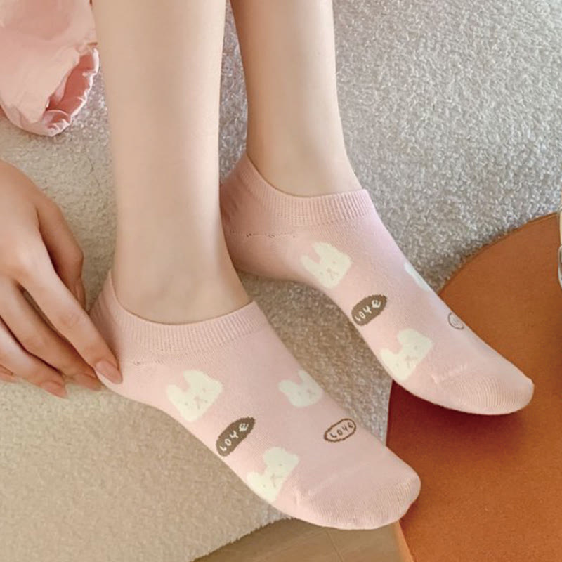 Chaussettes mignonnes à la cheville en forme de lapin (5 paires) - image 2