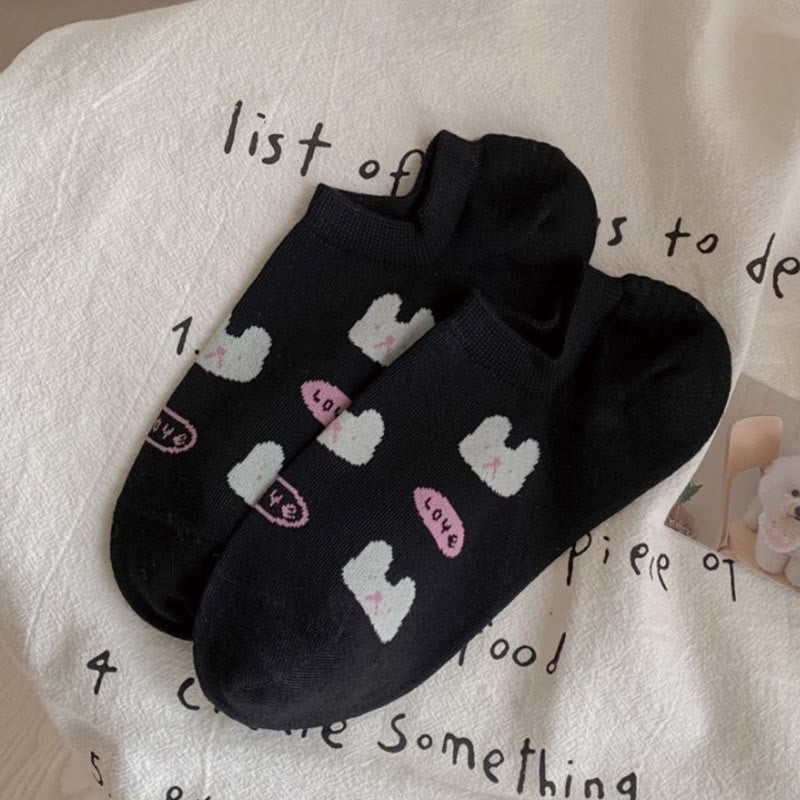 Chaussettes mignonnes à la cheville en forme de lapin (5 paires) - Noir - EU36-40 (US3-7) - image 8