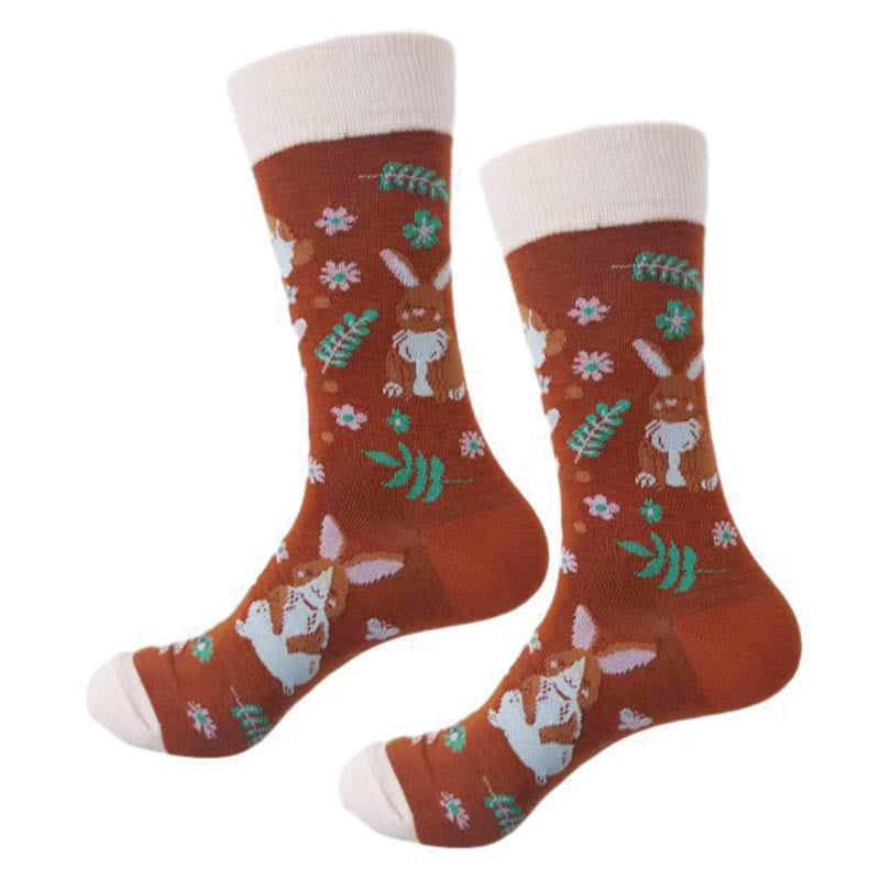 Chaussettes longues à motif crocodile et lapin (6 paires)