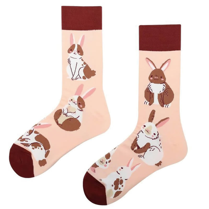 Chaussettes longues à motif crocodile et lapin (6 paires)