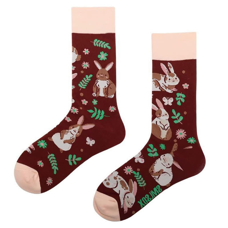 Chaussettes longues à motif crocodile et lapin (6 paires)