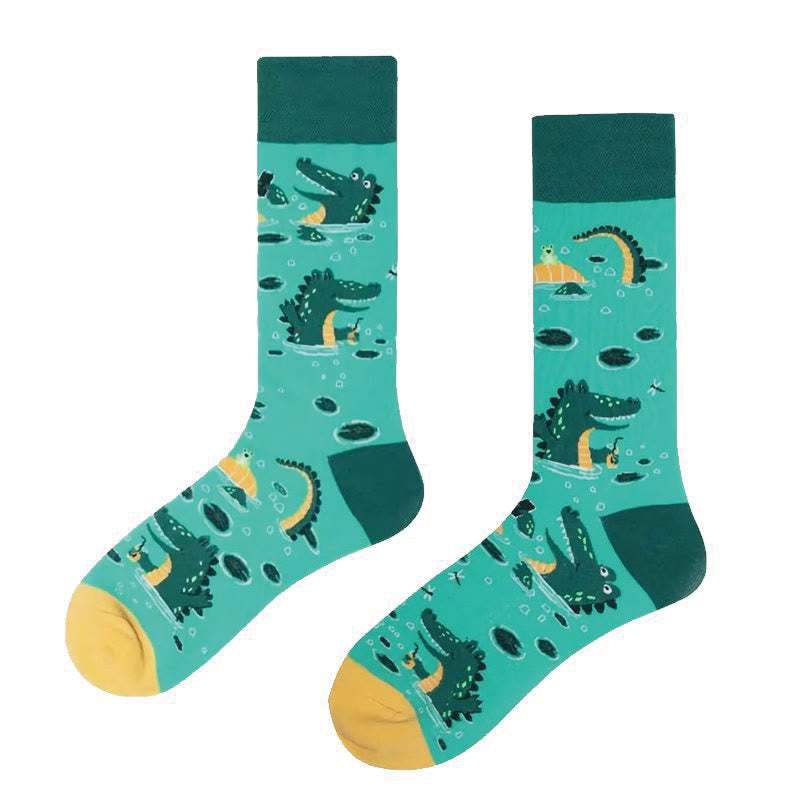 Chaussettes longues à motif crocodile et lapin (6 paires)