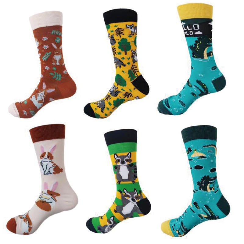 Chaussettes longues à motif crocodile et lapin (6 paires)