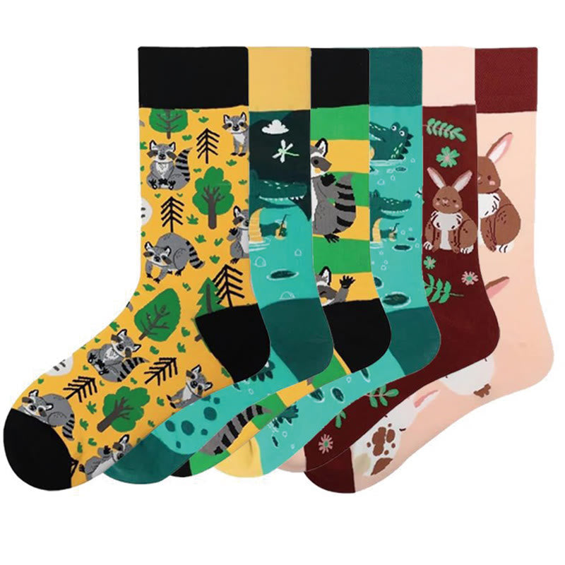 Chaussettes longues à motif crocodile et lapin (6 paires)