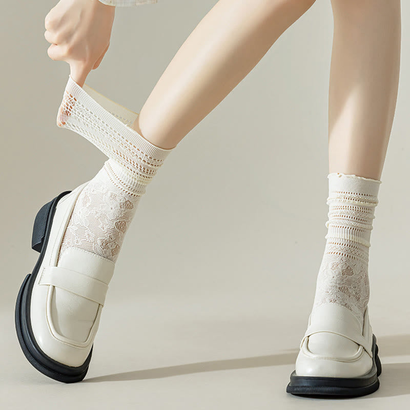 Chaussettes amples en maille et dentelle (6 paires)