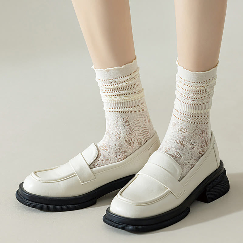 Chaussettes amples en maille et dentelle (6 paires)