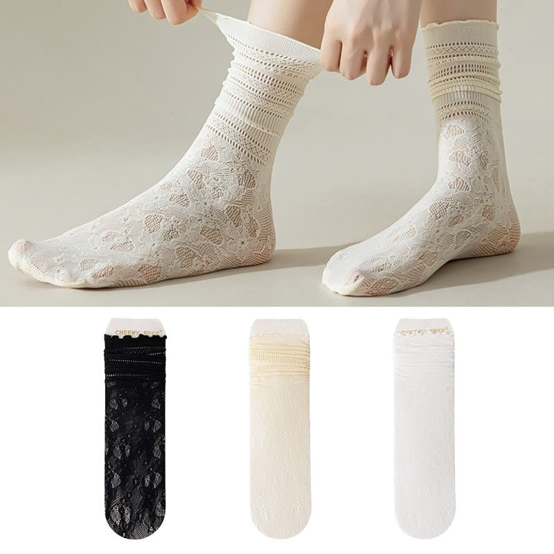 Chaussettes amples en maille et dentelle (6 paires)