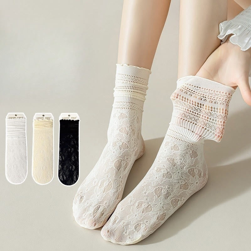 Chaussettes amples en maille et dentelle (6 paires)