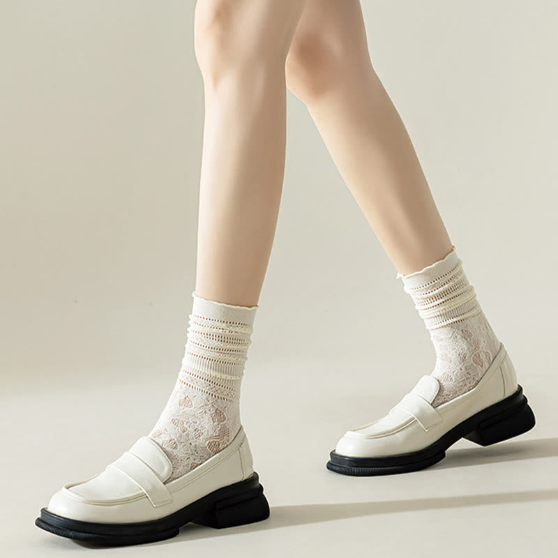 Chaussettes amples en maille et dentelle (6 paires)