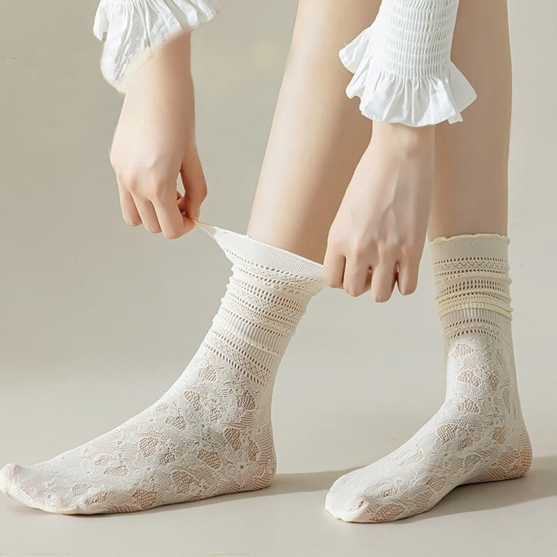 Chaussettes amples en maille et dentelle (6 paires)