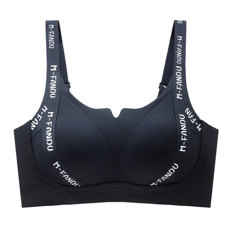 Soutien-gorge push-up léger sans armatures grande taille à imprimé lettres