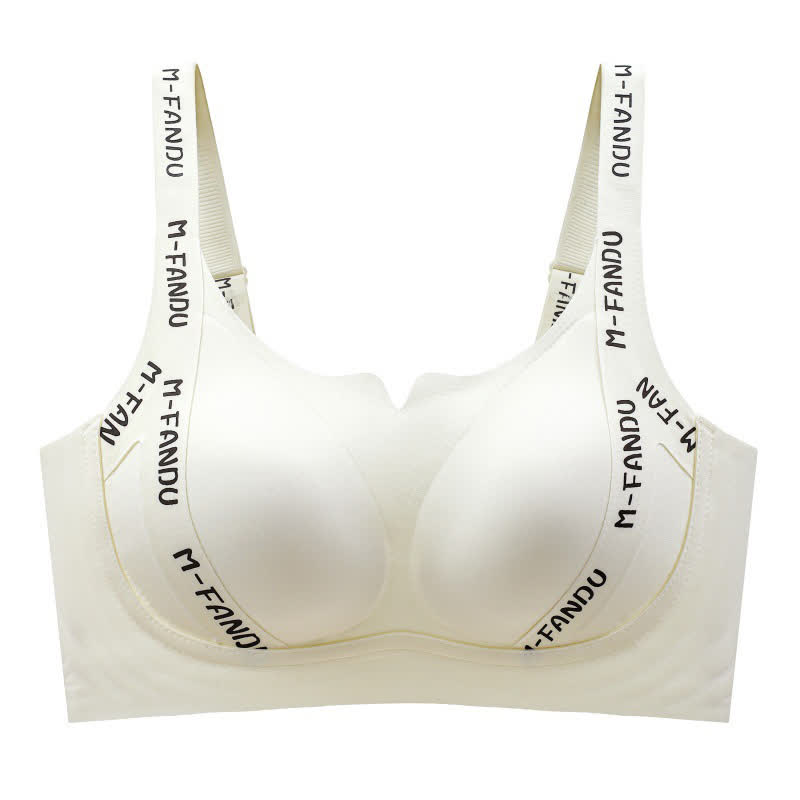 Soutien-gorge push-up léger sans armatures grande taille à imprimé lettres