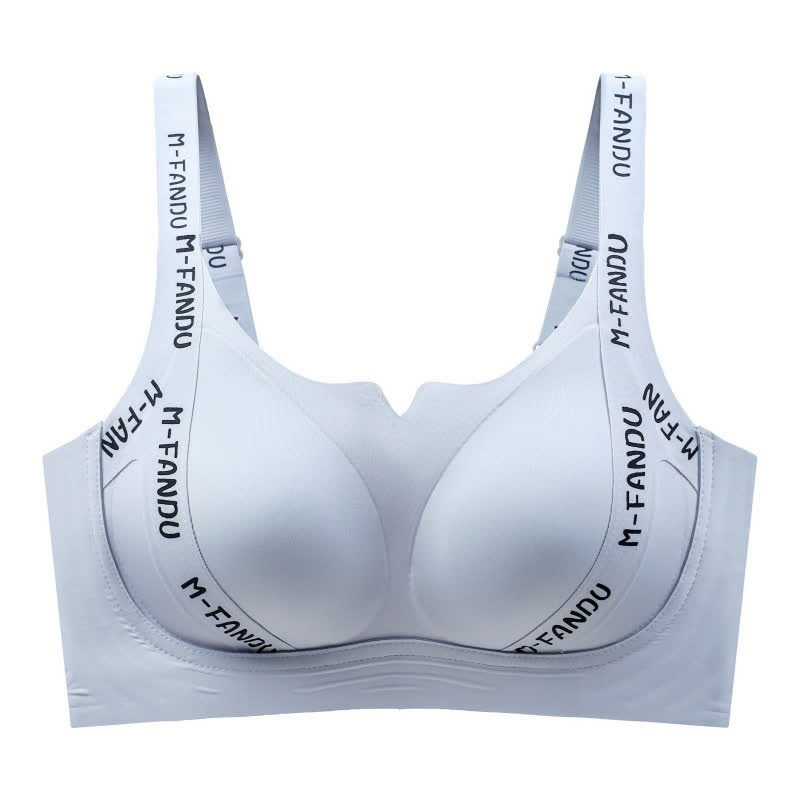 Soutien-gorge push-up léger sans armatures grande taille à imprimé lettres