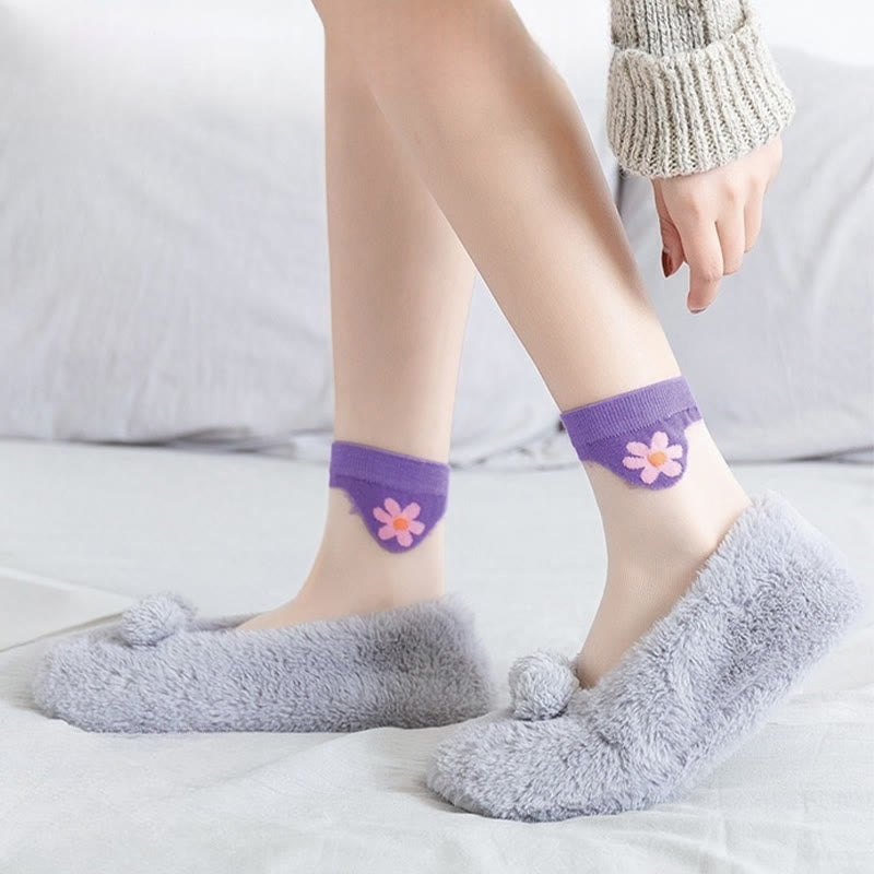 Chaussettes courtes en soie glacée à fleurs (9 paires) - image 13