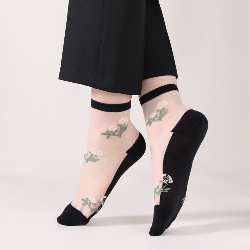 Chaussettes élégantes à fleurs (5 paires) - image 7