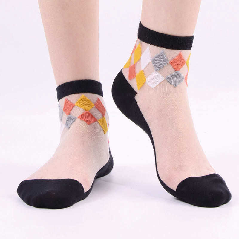 Chaussettes élégantes à motif losange (5 paires) - Noir - EU36-40 (US3-7) - image 2