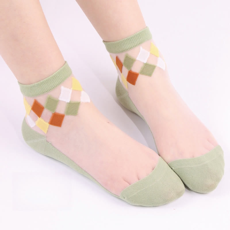 Chaussettes élégantes à motif losange (5 paires) - Vert - EU36-40 (US3-7) - image 12