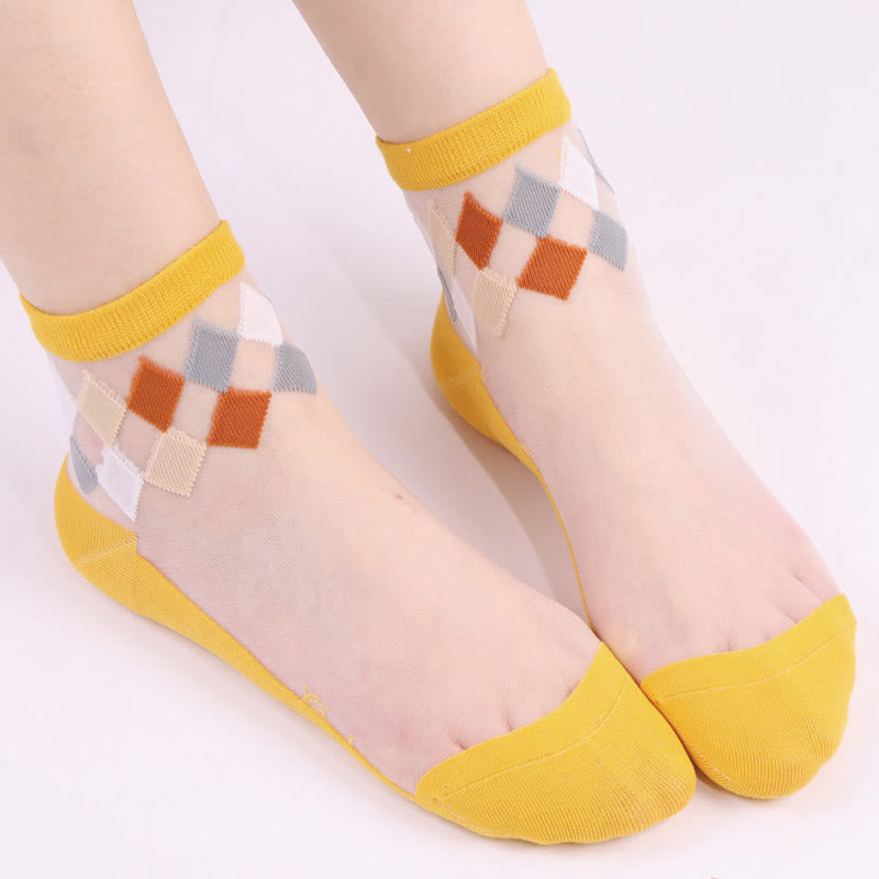 Chaussettes élégantes à motif losange (5 paires) - Jaune - EU36-40 (US3-7) - image 5