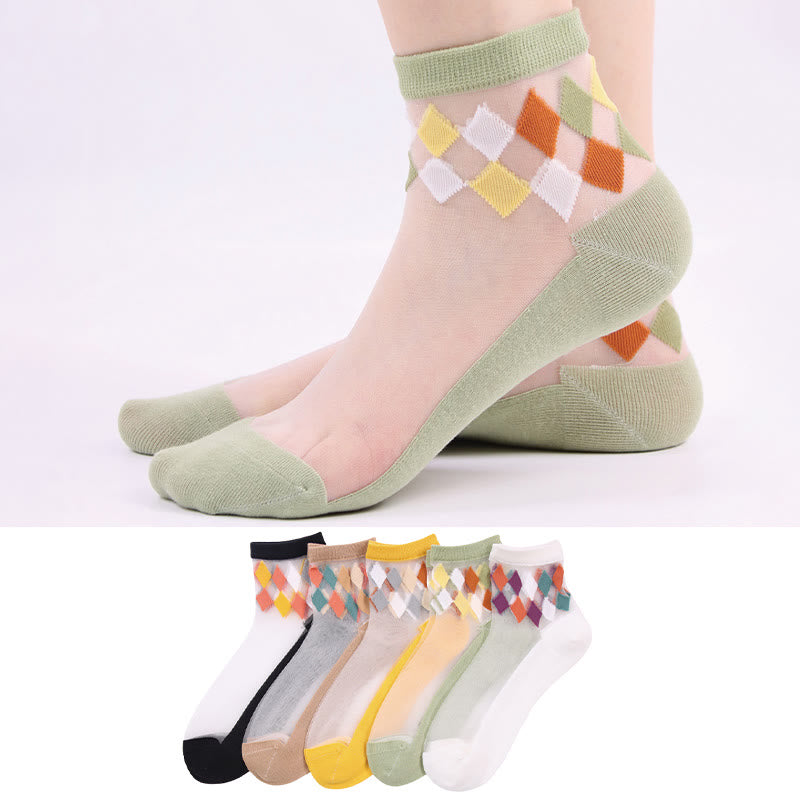 Chaussettes élégantes à motif losange (5 paires) - image 1
