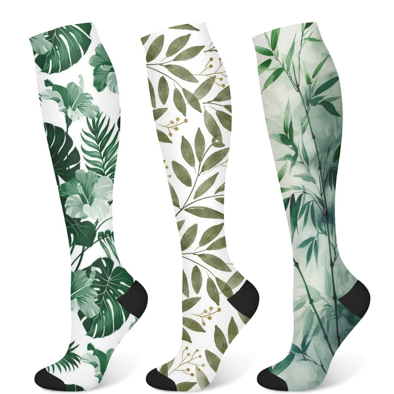 Chaussettes de compression à feuilles de Monstera (3 paires) - Multicolore - S/M - image 5