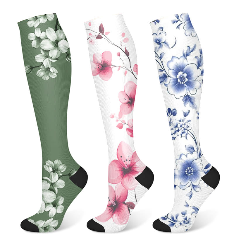 Chaussettes de compression Serene Flowers (3 paires)