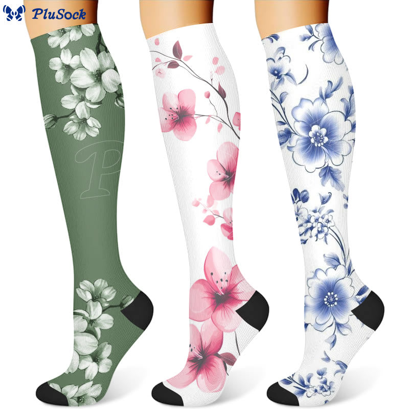 Chaussettes de compression Serene Flowers (3 paires)